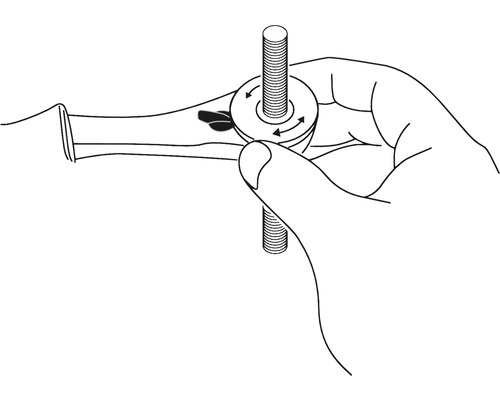 Illustration einer Hand, die eine Gewindespindel dreht