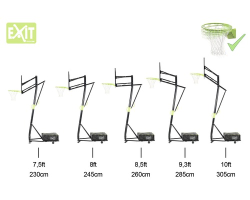 Basketballkorb mit verschiedenen Höheneinstellungen