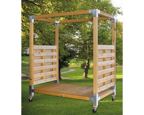 Pavillon de jardin en bois avec roues