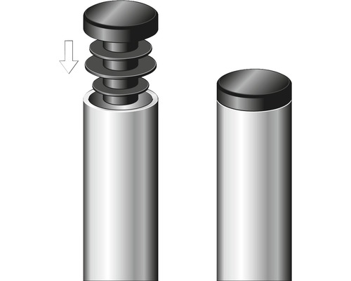 Illustration einer Abstandshalter-Montage mit Schraube und Unterlegscheiben