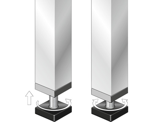 Illustration von höhenverstellbaren Möbelfüßen
