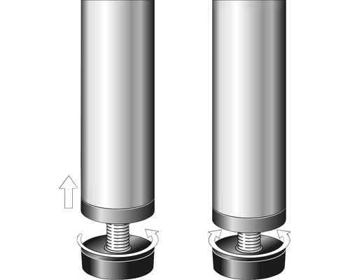 Illustration eines höhenverstellbaren Möbelfußes