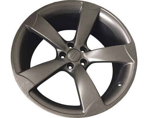 Graue Aluminiumfelge mit fünf Speichen für ein Auto