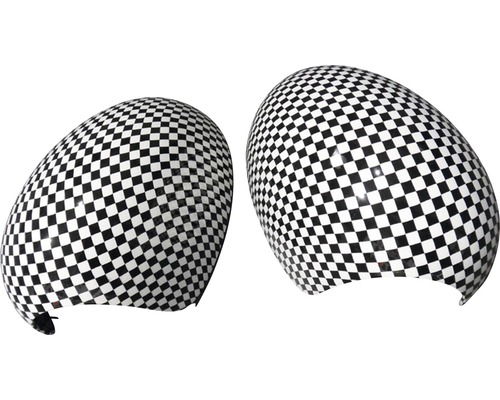 Zwei Auto-Seitenspiegelabdeckungen mit Schachbrettmuster
