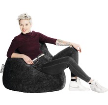Pouf coussin Sitting Point Beanbag Fluffy XL env. 220 litres noir 70x110 cm