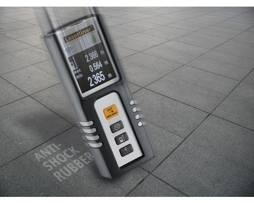 Télémètre laser Laserliner sur un sol carrelé