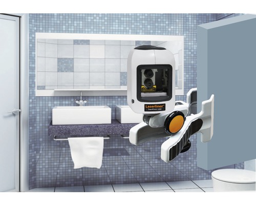 Laserliner SmartCross-Laser mit Universalhalterung im Badezimmer