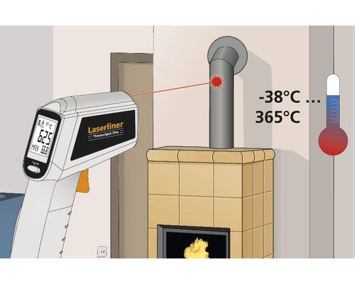Laserliner Thermospot One Infrarotthermometer zur Messung der Temperatur an einem Ofenrohr