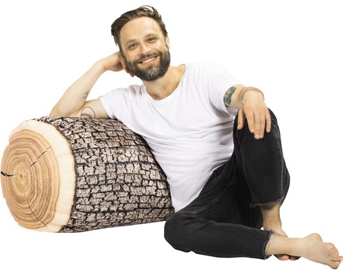 Coussin décoratif tronc d''arbre avec un homme à l''arrière-plan
