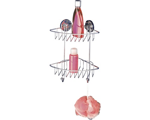 Étagère d''angle à deux niveaux pour le rangement de la salle de bain