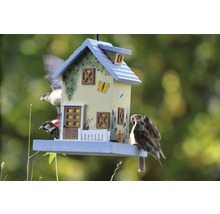 Dekoratives Vogelhaus mit Spatzen