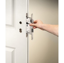 Zimmertür-Einsteckschloss Bever rechts, BB, 55/72/8, DIN, Falz, Stulpe silber lackiert-thumb-1