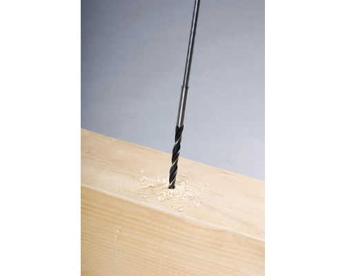 Holzbohrer bohrt Loch in Holz