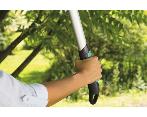 Une personne tient un ébrancheur à la main.