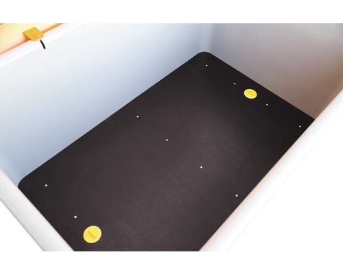 Plaque de fond noire avec points de fixation dans un récipient