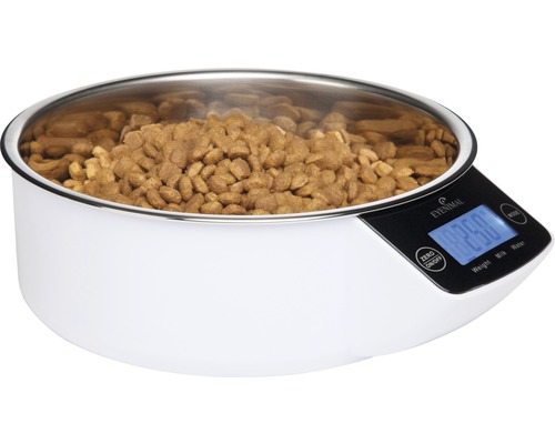 Gamelle pour animaux avec balance intégrée remplie d''aliments secs