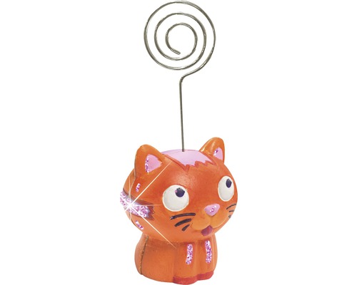 Dekorative Notizhalterung mit Katzenmotiv und Spiralclip