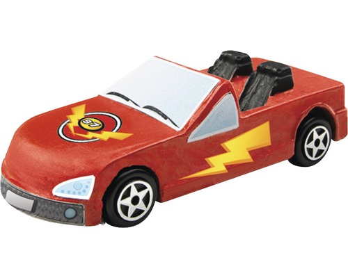 Voiture jouet rouge avec motifs d''éclairs