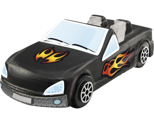 Voiture jouet noire avec autocollants de flammes