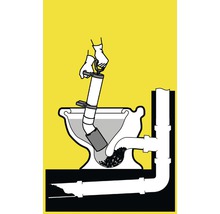 Illustration de toilettes débouchées à l''aide d''un déboucheur.