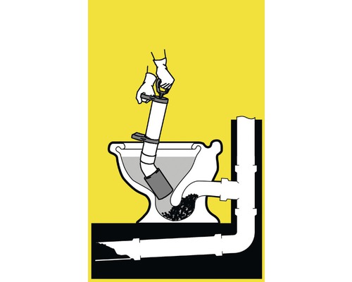 Illustration de toilettes débouchées à l''aide d''un déboucheur.