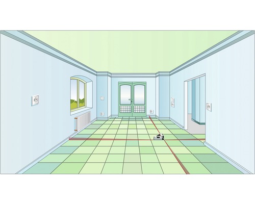 Vue d''une pièce avec un niveau laser pour l''alignement