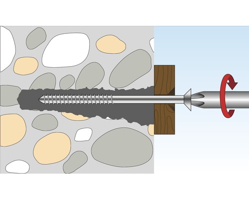 Illustration d''une vis fixée dans un mur de pierre