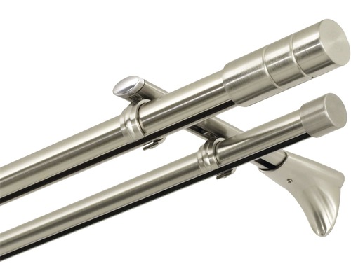 Tringle à rideaux double en métal avec support