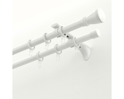 Doppelgardinenstange mit Ringen und Halterung zur Wandbefestigung