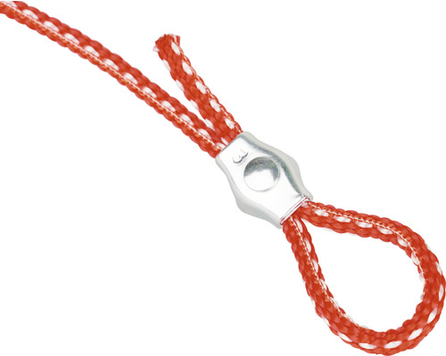 Corde textile rouge avec boucle et fermeture argentée