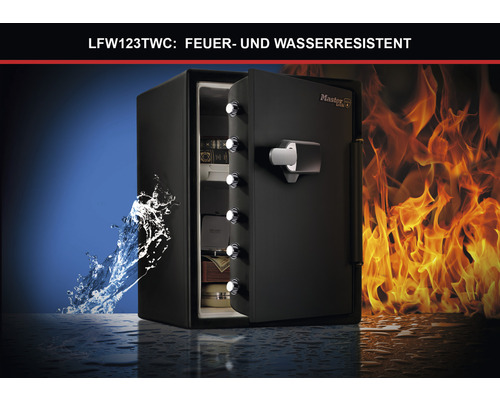 Feuer- und wasserresistenter Safe der Marke Master Lock, Modell LFW123TWC.