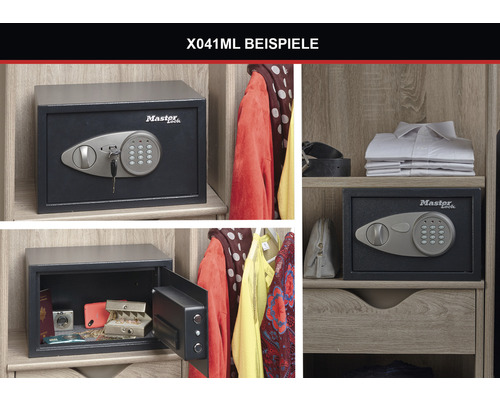 Coffre-fort Master Lock avec serrure à combinaison numérique dans une armoire