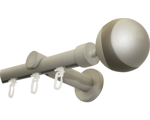 Tringle à rideaux avec embout en forme de boule et rouleaux de rideaux