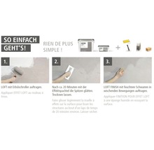 Instructions pour la décoration murale avec du plâtre à effets, présentées en trois étapes