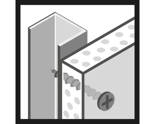 Illustration de la fixation d''une plaque de plâtre sur une ossature métallique à l''aide de vis.