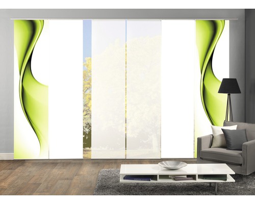 Panneau japonais Home Fashion Easton vert pomme 60x245 cm lot de 6
