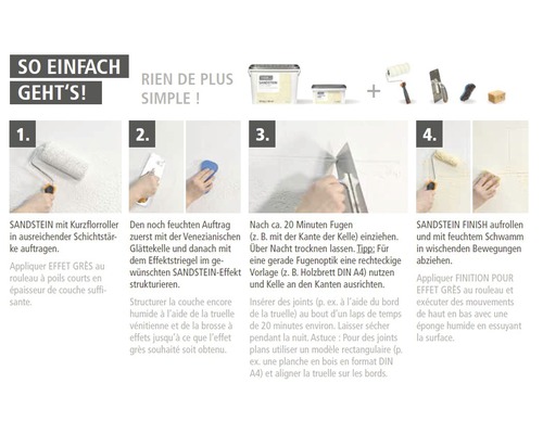 Instructions pour l''application de la peinture à effet grès avec des outils