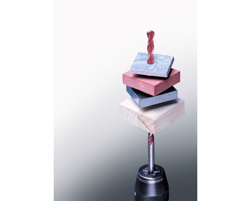 Spiralbohrer bohrt durch Holz, Metall, Ziegel und Fliesen.