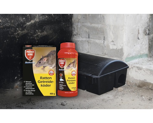 Appât pour rats à base de céréales Protect Home Rodicum 400 g pour boîtes à appâts