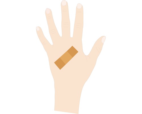 Paume de la main avec un pansement