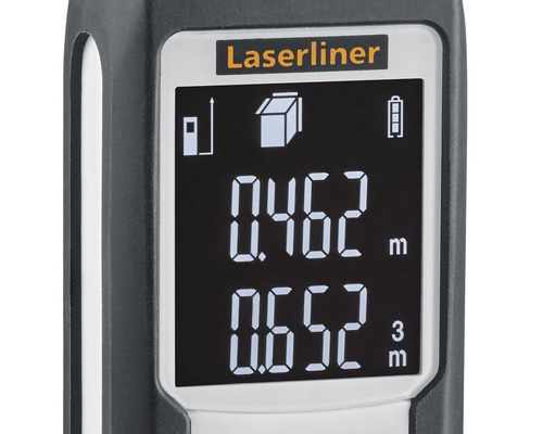 Gros plan de l''écran d''un télémètre laser affichant les mesures.