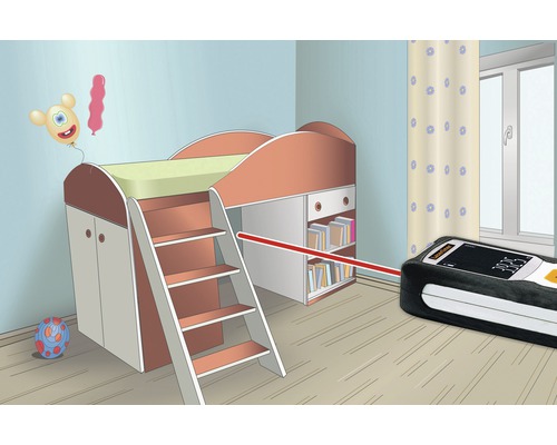 Chambre d''enfant avec lit mezzanine et télémètre laser