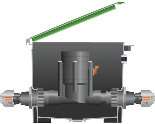 Heizkreisverteiler mit geöffnetem Deckel