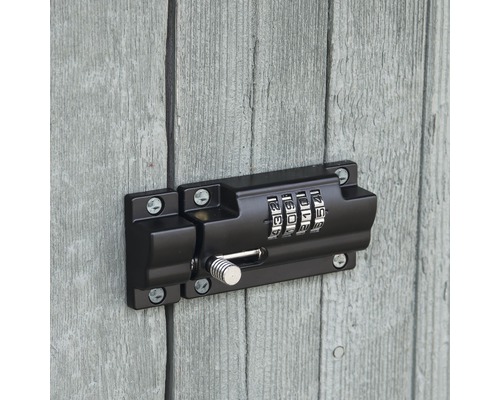 Riegel mit Zahlenschloss an einer Holztür