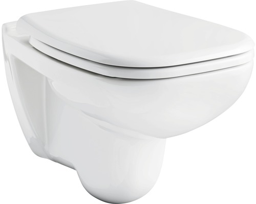 Wand-Tiefspül-WC mit geschlossenem Spülrand und WC-Sitz