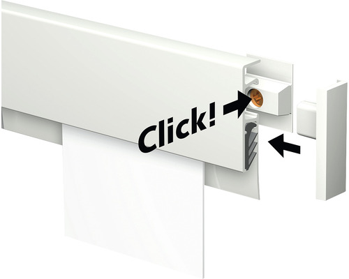Illustration einer Dichtungsschiene mit Klickfunktion zur einfachen Montage