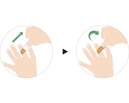Anleitung zum Anbringen eines Pflasters auf einem Finger