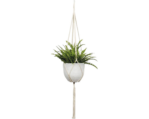 Suspension florale en macramé L 120 cm coton blanc