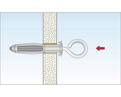 Hohlraumdübel mit Haken zur Befestigung in Gipskartonwänden