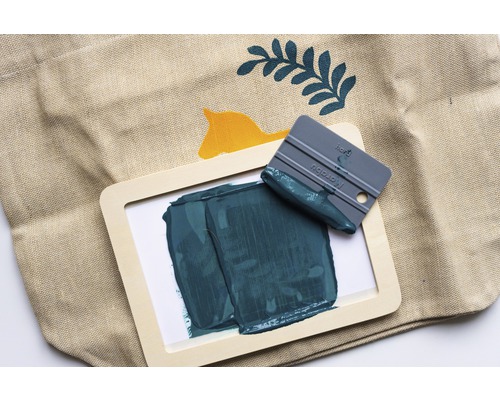 Motivbeutel mit Stoffmalfarbe, Rakel und Schablone